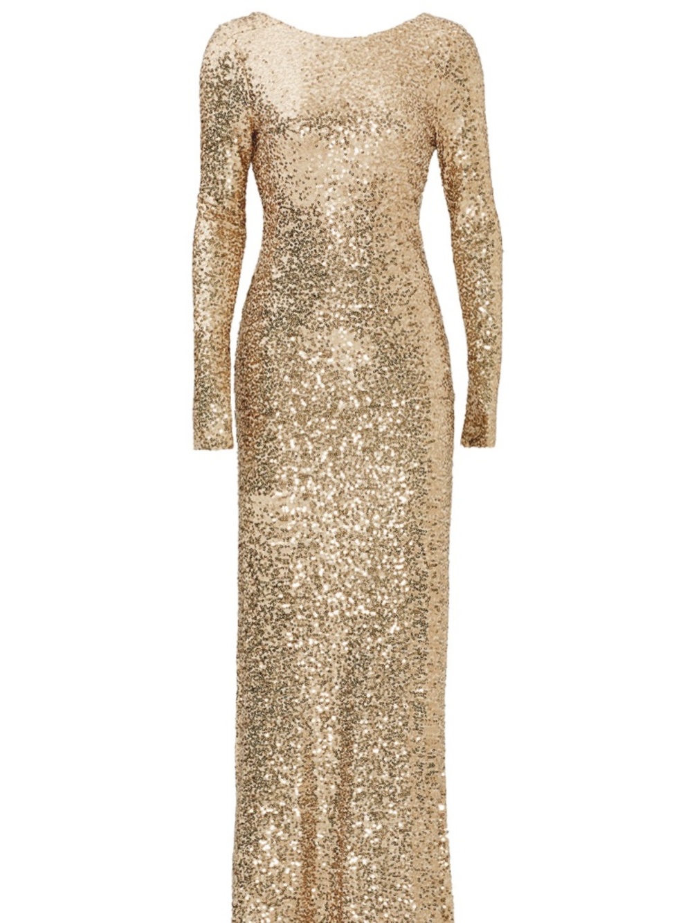 Bee Darlin Gold Sequin Long Sleeve Open Back Formal Prom Dress Size 2